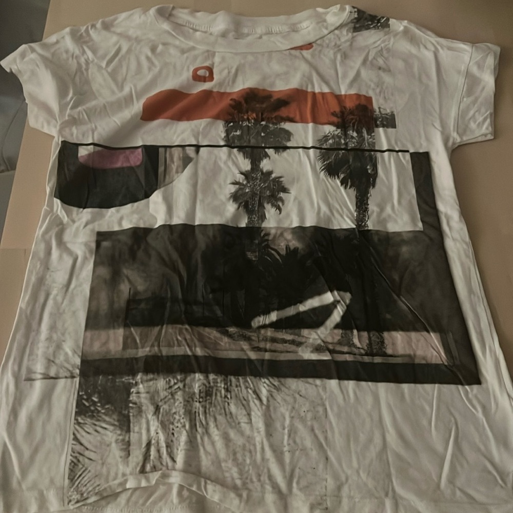 All Saints White Graphic Short Sleeve Tee